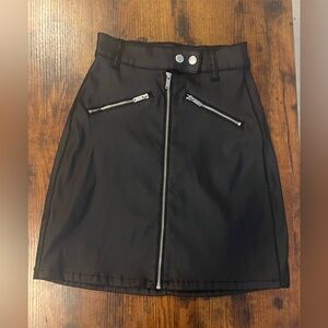 Black Mini Skirt with Zipper Details